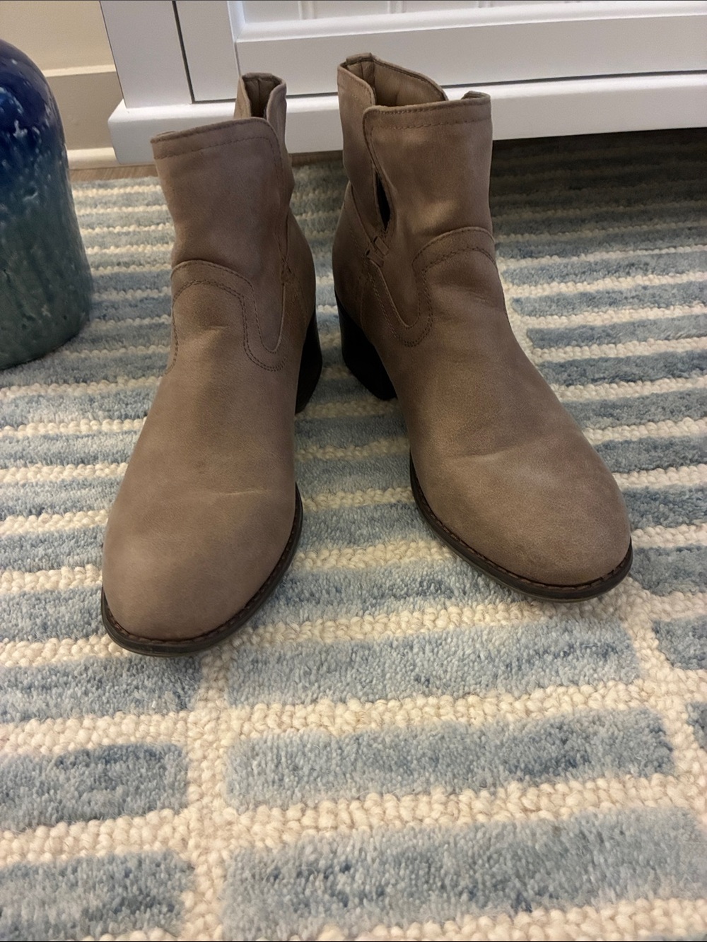 True Craft Taupe Suede Ankle Booties